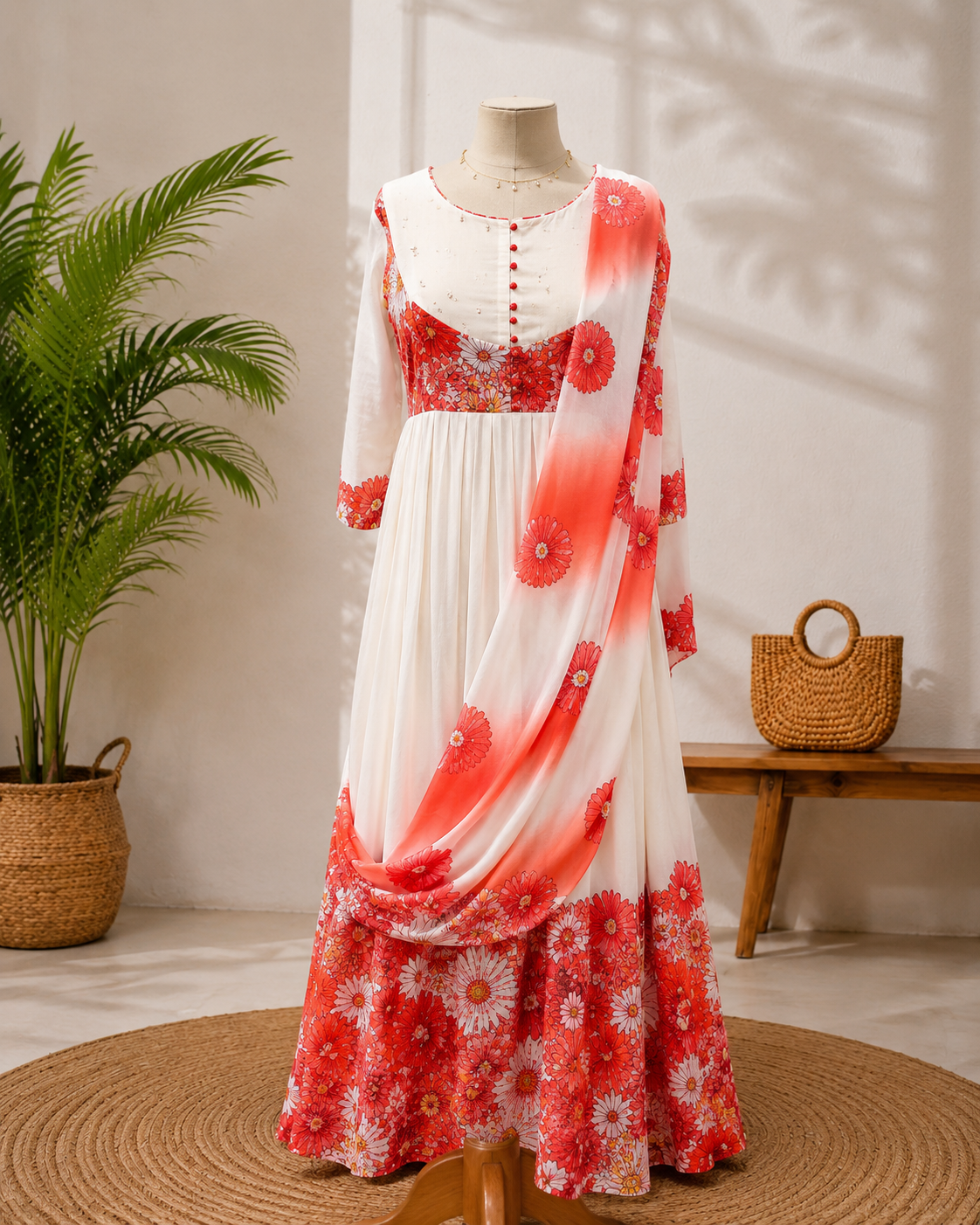  Floral Anarkali Dress Set